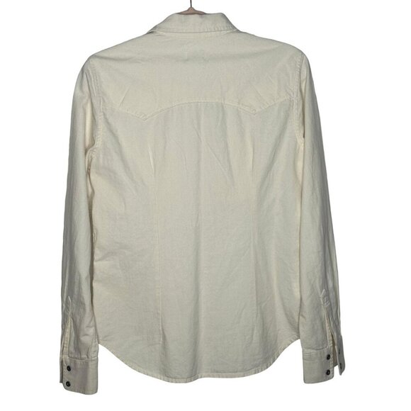 Gap Studded Western Shirt Womens S Cream Pearl Buttons Retro Rockabilly Y2K 90s - Picture 2 of 8